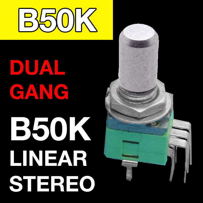 B50K – DUAL GANG – Round Shaft 6.35mm – Alpha Vertical 9mm ...